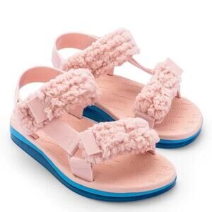Melissa Papette Pink Fluffy Rider Faux Shearling Sandal size 9